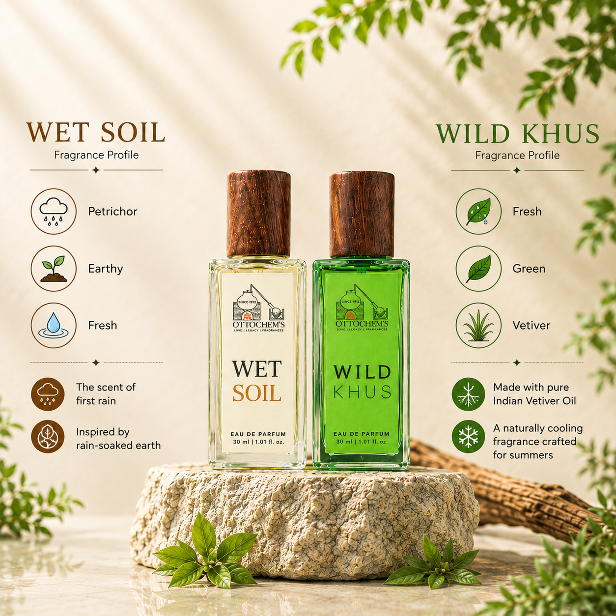 Mystic Duo | Wet Soil & Wild Khus Combo | 30 ml Each Ottochem's Perfume