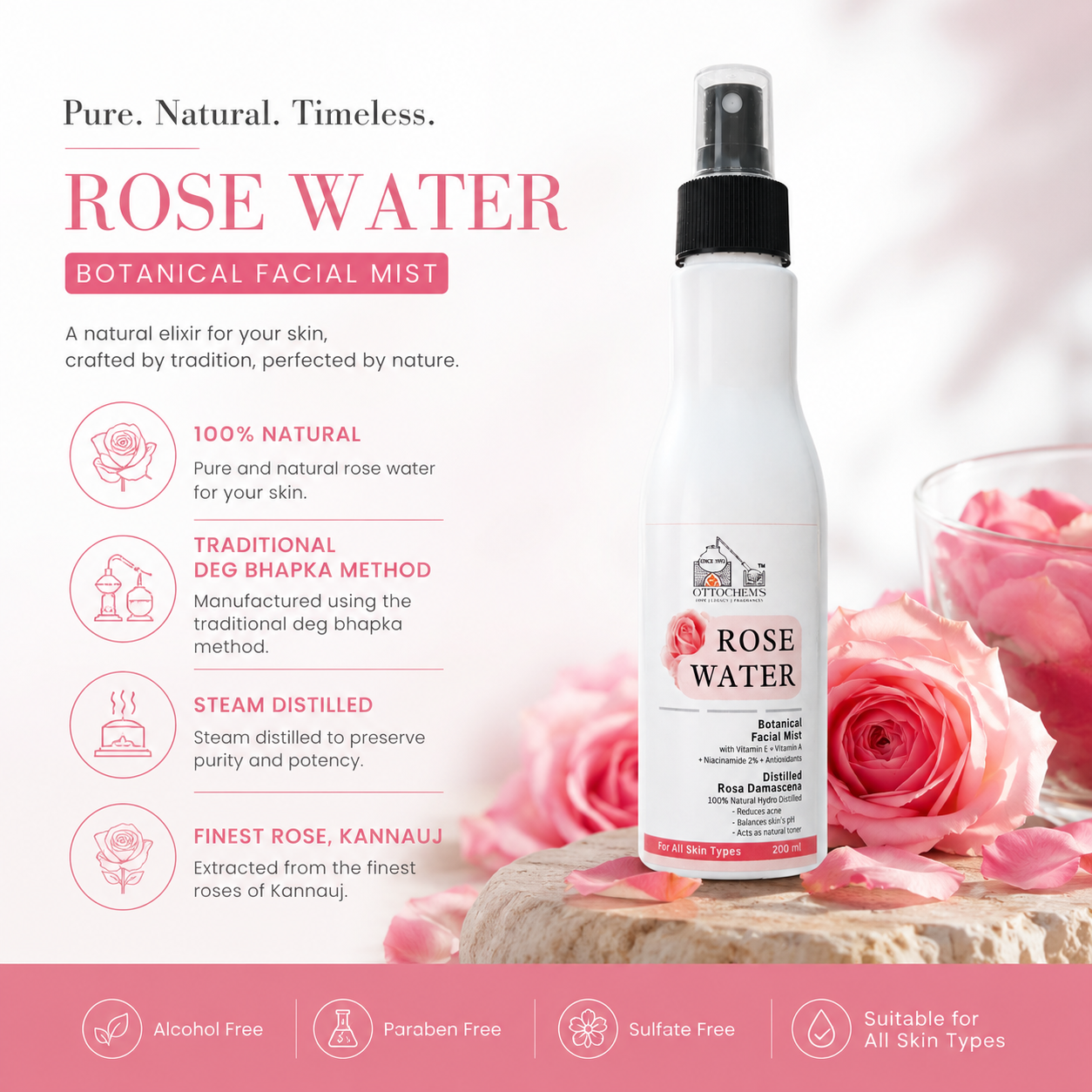 Rose Water | Botanical Facial Mist | 200ml Ottochem's Perfume